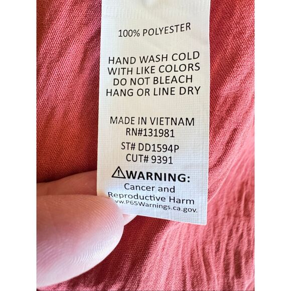 Naïf red rust midi-length dress collared neckline button-front closure 3/4 lengt - Picture 9 of 11